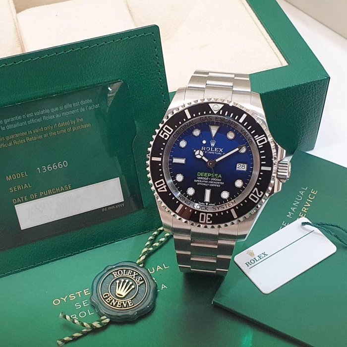 【大眾名錶】ROLEX 勞力士 136660DB Deepsea 2025/02全配件 最新款 漸層藍水鬼王 錶扣原廠膠膜 G217-1