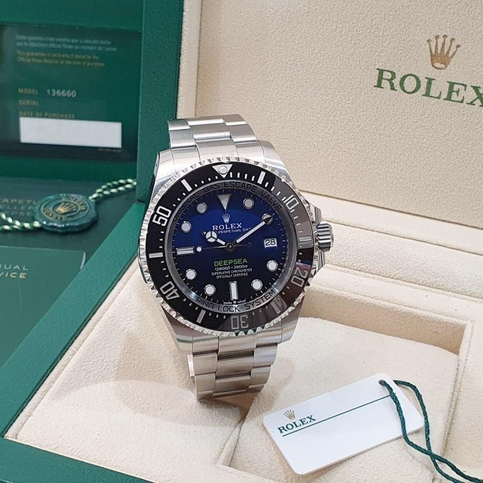 【大眾名錶】ROLEX 勞力士 136660DB Deepsea 2025/02全配件 最新款 漸層藍水鬼王 錶扣原廠膠膜 G217-3