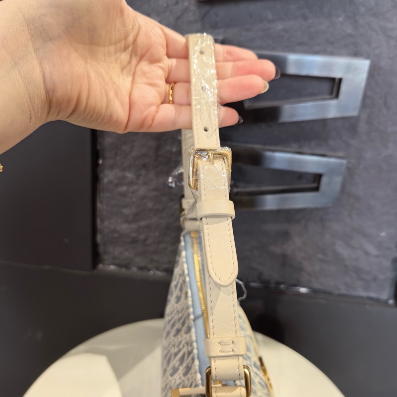 DIOR迪奧 全新Montaigne Cigale 海鹽藍腋下包 hobo餃子包-3