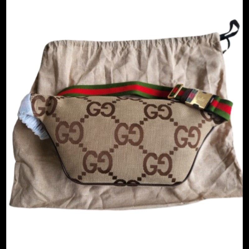 Gucci 古馳 巨型GG帆布圖案胸包 腰包 男款中號袋-1