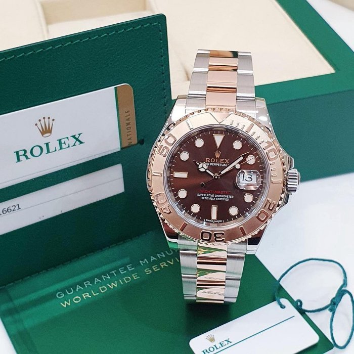 【大眾名錶】ROLEX 勞力士116621 Yacht-Master 18K玫瑰半金 2019/02 巧克力面盤 遊艇名仕 錶徑40mm B1209-3