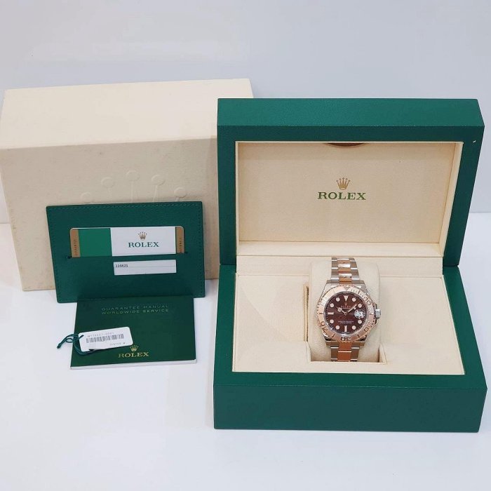 【大眾名錶】ROLEX 勞力士116621 Yacht-Master 18K玫瑰半金 2019/02 巧克力面盤 遊艇名仕 錶徑40mm B1209-9