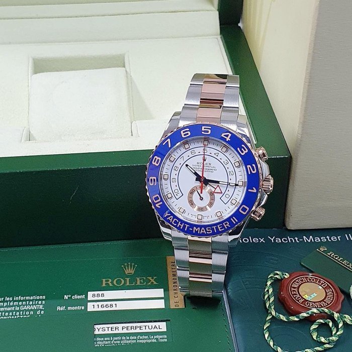 【大眾名錶】 ROLEX 勞力士 116681 Yacht-Master 18K玫瑰半金 玫瑰金大遊艇 2011/11 倒數計時 B939-1