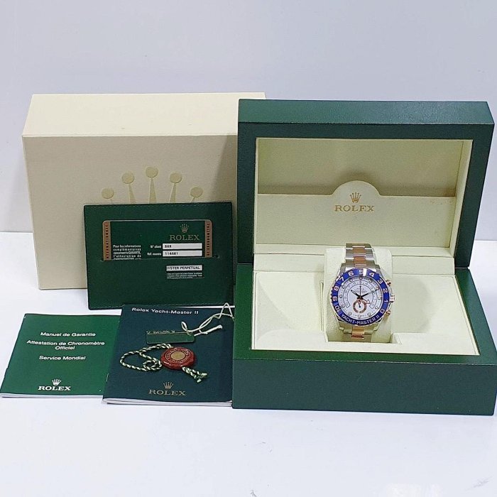 【大眾名錶】 ROLEX 勞力士 116681 Yacht-Master 18K玫瑰半金 玫瑰金大遊艇 2011/11 倒數計時 B939-9