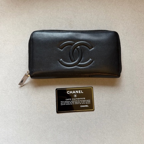 二手香奈兒 chanel 台灣現貨 復古魚子醬拉鍊長夾
