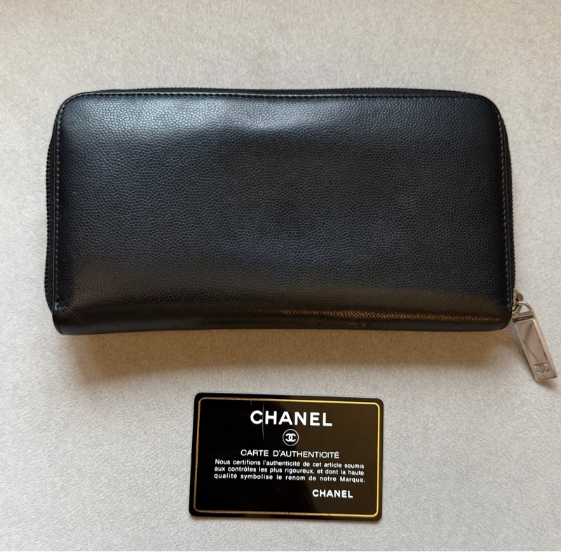 二手香奈兒 chanel 台灣現貨 復古魚子醬拉鍊長夾-1