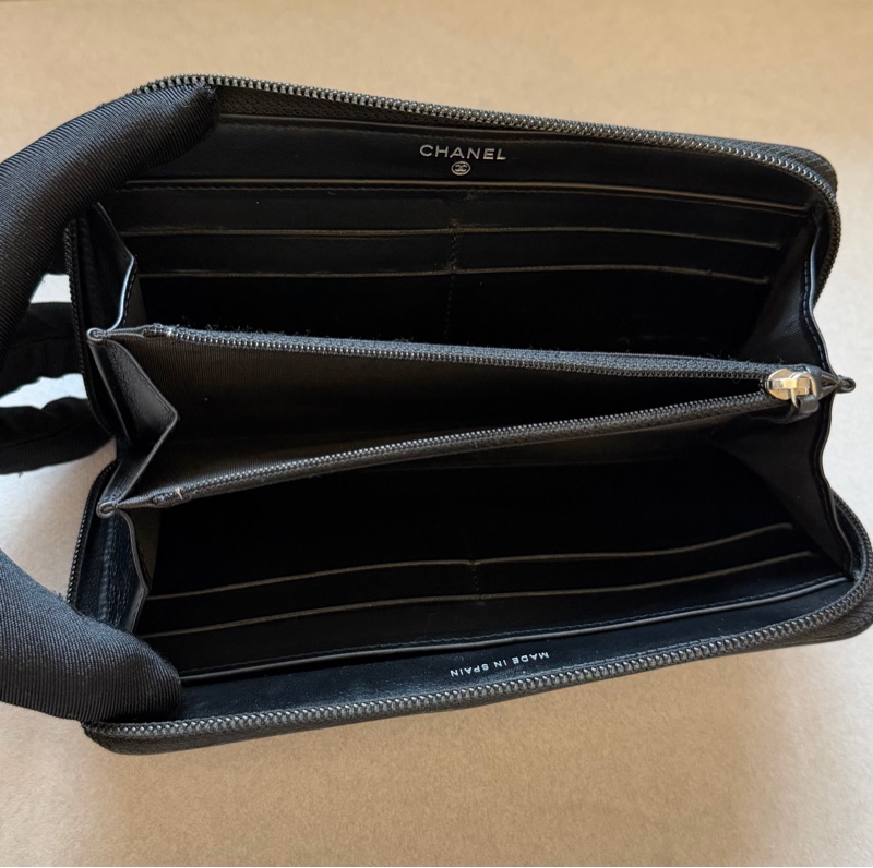 二手香奈兒 chanel 台灣現貨 復古魚子醬拉鍊長夾-4