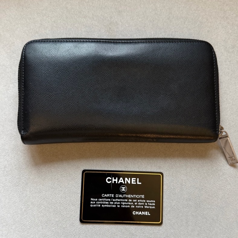 二手香奈兒 chanel 台灣現貨 復古魚子醬拉鍊長夾-7