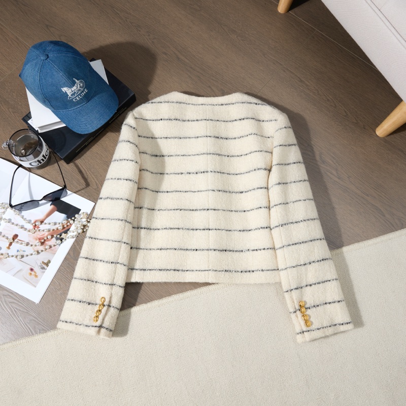 CELINE 米色氣質條紋外套 易搭配-8