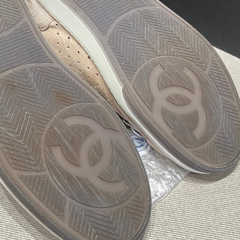 Chanel香奈兒米色麂皮熊貓鞋37.5碼 🈚附件-6