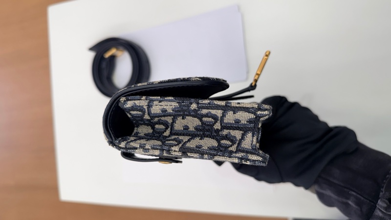 全套未使用迪奧/Dior  老花藍色小馬鞍包 印花腰包-2