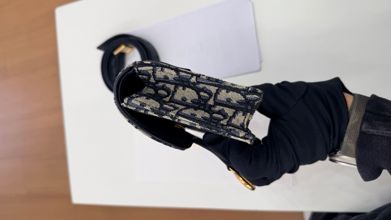 全套未使用迪奧/Dior  老花藍色小馬鞍包 印花腰包-3