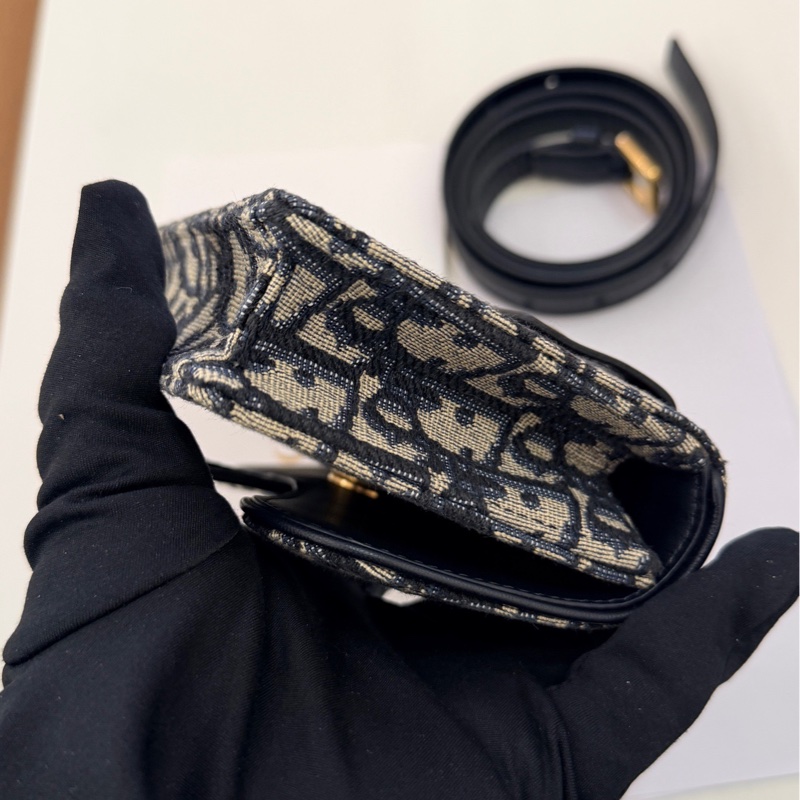 全套未使用迪奧/Dior  老花藍色小馬鞍包 印花腰包-6