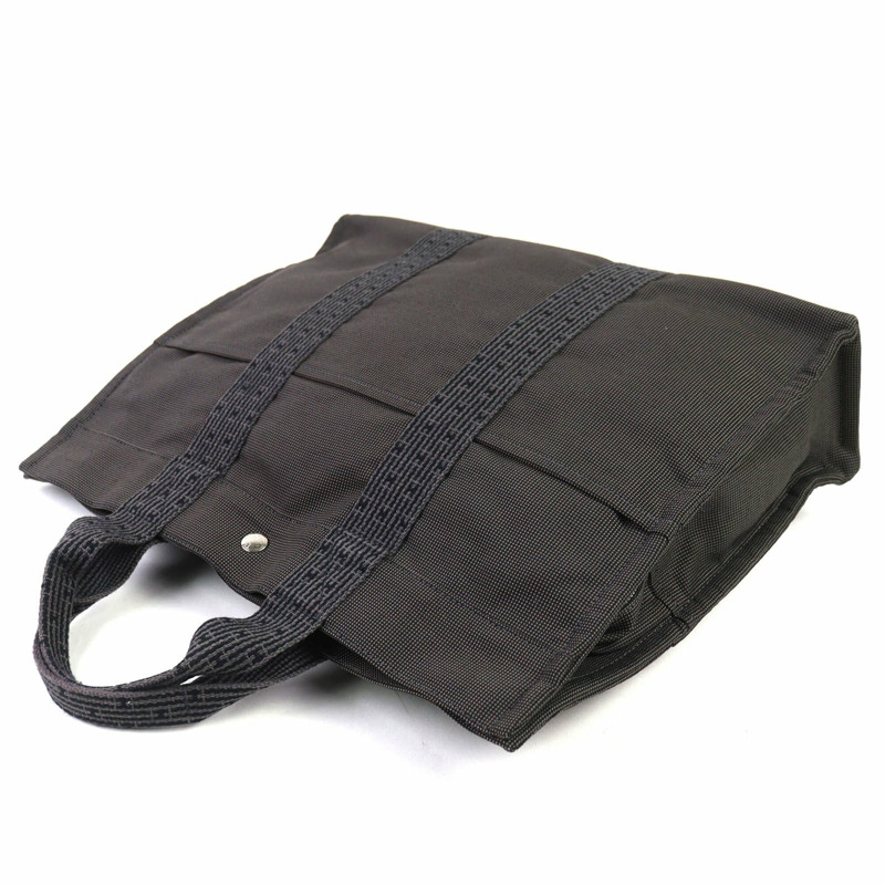 愛馬仕 Herline MM 帆布手提包/托特包,配銀色五金件、鑰匙和掛鎖、Sellier 紐帶,灰色,法國製造,女士款。-2