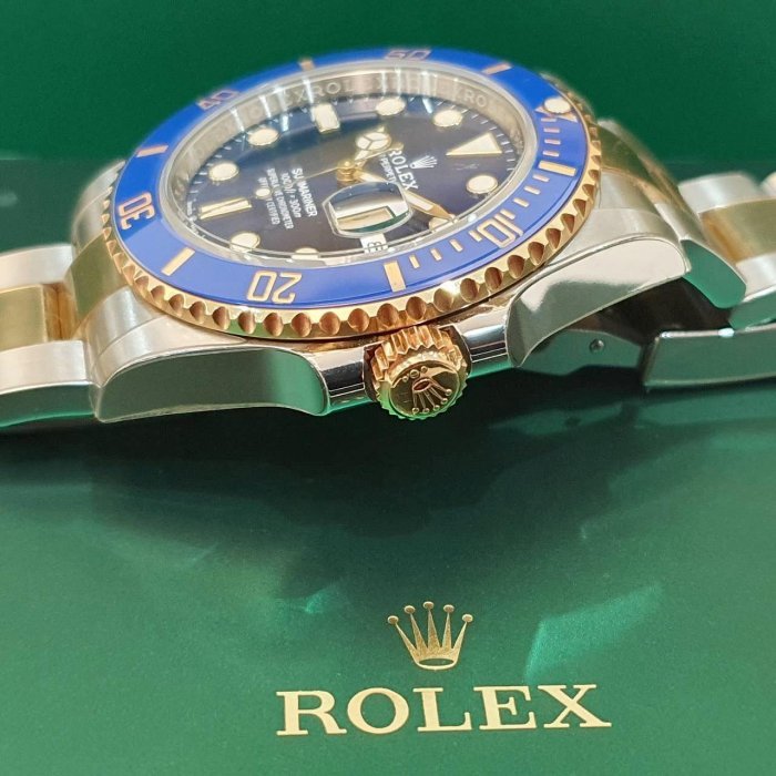 【大眾名錶】 ROLEX勞力士 126613LB Submariner 潛航者 新款 半金藍水鬼 2021/08綠卡 已貼膜 B1200-6