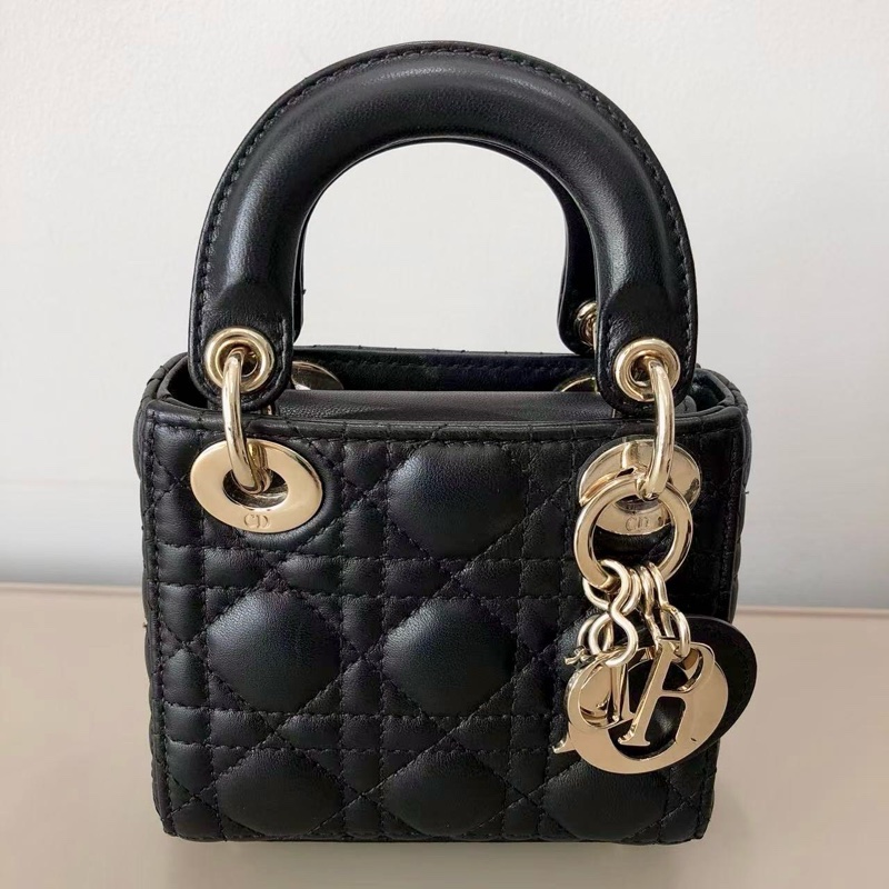Dior迪奧 Lady Dior超迷你黑金戴妃包-1