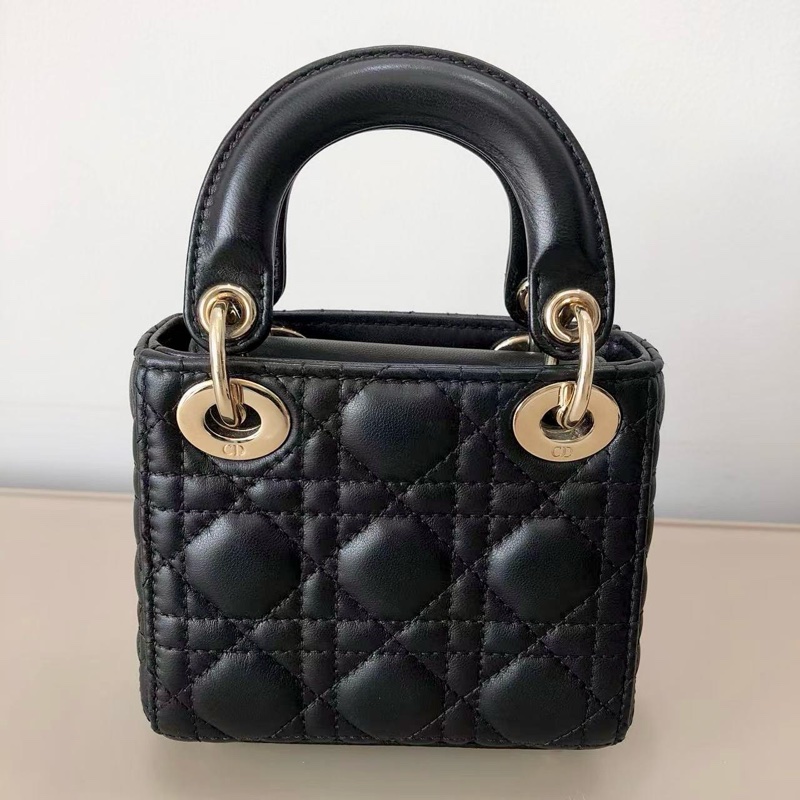 Dior迪奧 Lady Dior超迷你黑金戴妃包-2