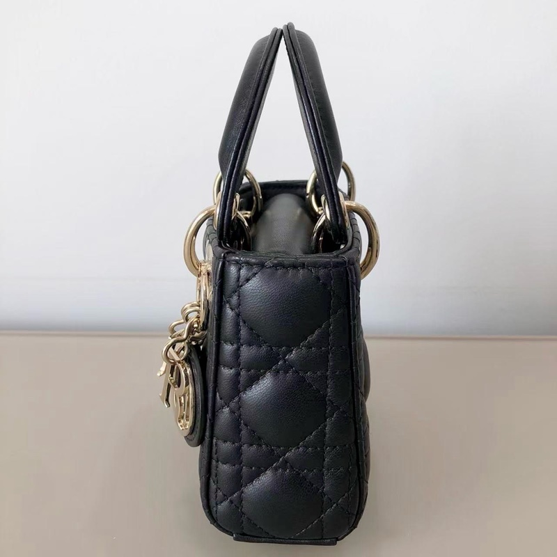 Dior迪奧 Lady Dior超迷你黑金戴妃包-4