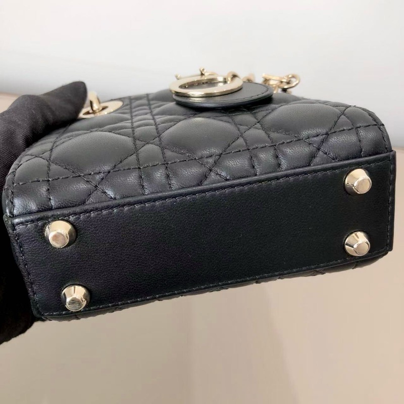 Dior迪奧 Lady Dior超迷你黑金戴妃包-5