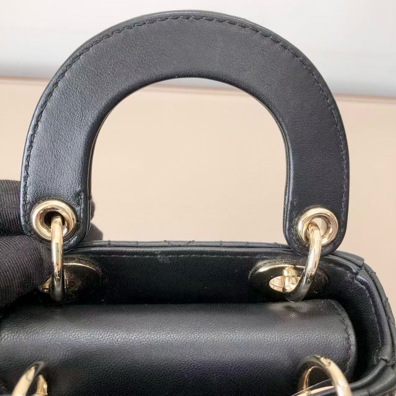 Dior迪奧 Lady Dior超迷你黑金戴妃包-13