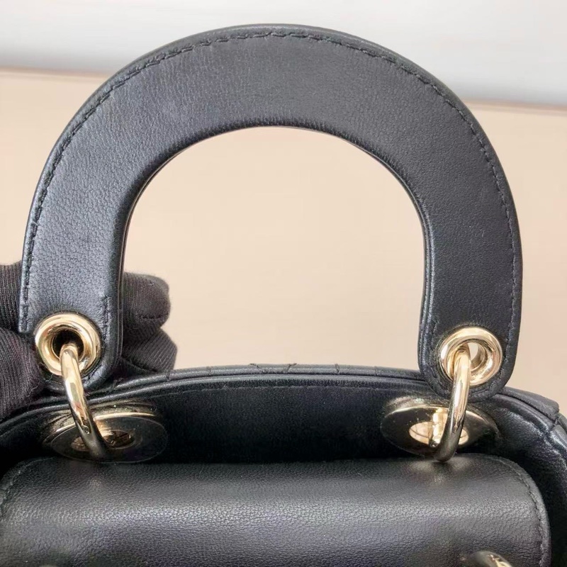 Dior迪奧 Lady Dior超迷你黑金戴妃包-14