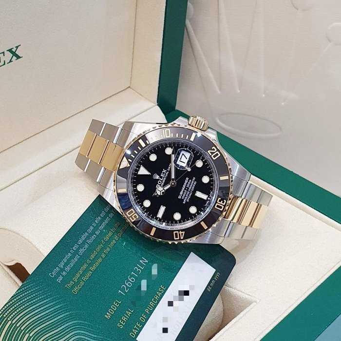 【大眾名錶】 ROLEX勞力士 126613LN Submariner 潛航者 半金黑水鬼 2022/10綠卡 B1118-2