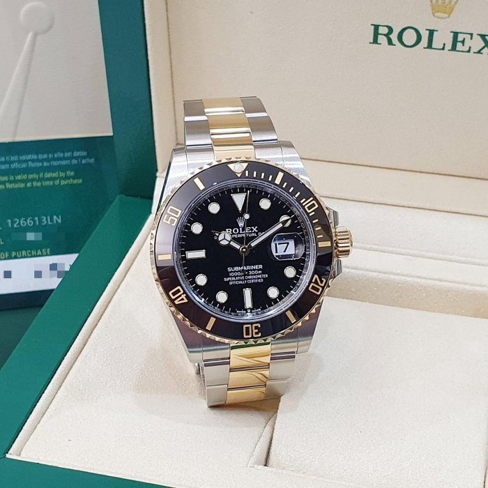 【大眾名錶】 ROLEX勞力士 126613LN Submariner 潛航者 半金黑水鬼 2022/10綠卡 B1118-3