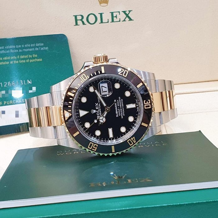 【大眾名錶】 ROLEX勞力士 126613LN Submariner 潛航者 半金黑水鬼 2022/10綠卡 B1118-4