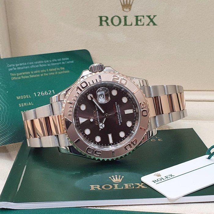 【大眾名錶】ROLEX 勞力士 126621 Yacht-Master 2021/05綠卡 永恆玫瑰金 巧克力面盤 錶徑40mm B1214-2