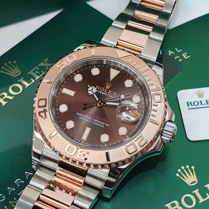 【大眾名錶】ROLEX 勞力士 126621 Yacht-Master 2021/05綠卡 永恆玫瑰金 巧克力面盤 錶徑40mm B1214-8