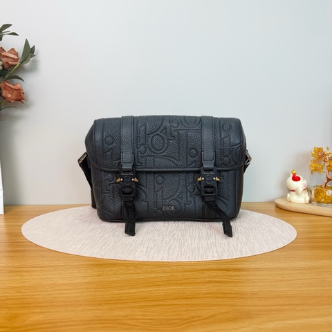 Dior Hit The Road 翻蓋信使包 黑色老花牛皮 男士款