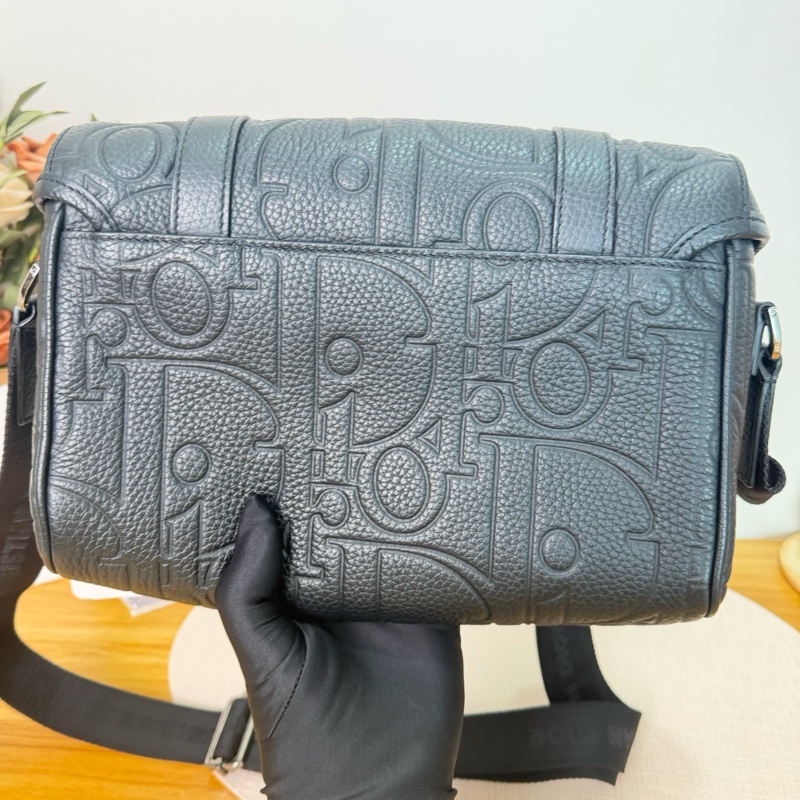 Dior Hit The Road 翻蓋信使包 黑色老花牛皮 男士款-10