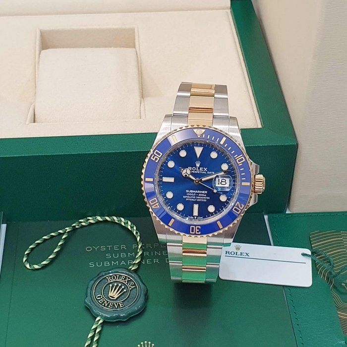 【大眾名錶】 ROLEX勞力士 126613LB Submariner 潛航者 18K半金 新款 藍水鬼 2022/02綠卡 B1215-1