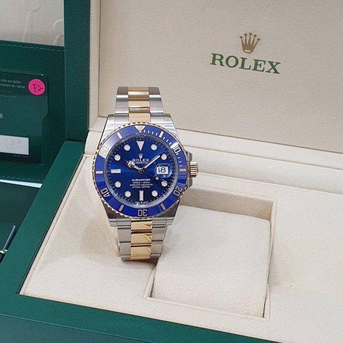 【大眾名錶】 ROLEX勞力士 126613LB Submariner 潛航者 18K半金 新款 藍水鬼 2022/02綠卡 B1215-3