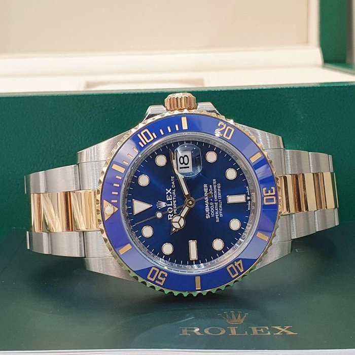 【大眾名錶】 ROLEX勞力士 126613LB Submariner 潛航者 18K半金 新款 藍水鬼 2022/02綠卡 B1215-4
