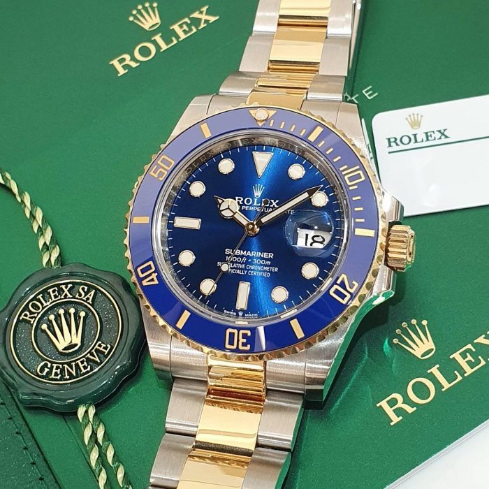【大眾名錶】 ROLEX勞力士 126613LB Submariner 潛航者 18K半金 新款 藍水鬼 2022/02綠卡 B1215-5