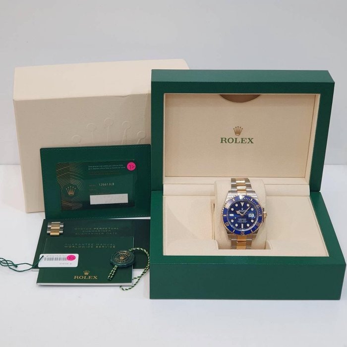 【大眾名錶】 ROLEX勞力士 126613LB Submariner 潛航者 18K半金 新款 藍水鬼 2022/02綠卡 B1215-9