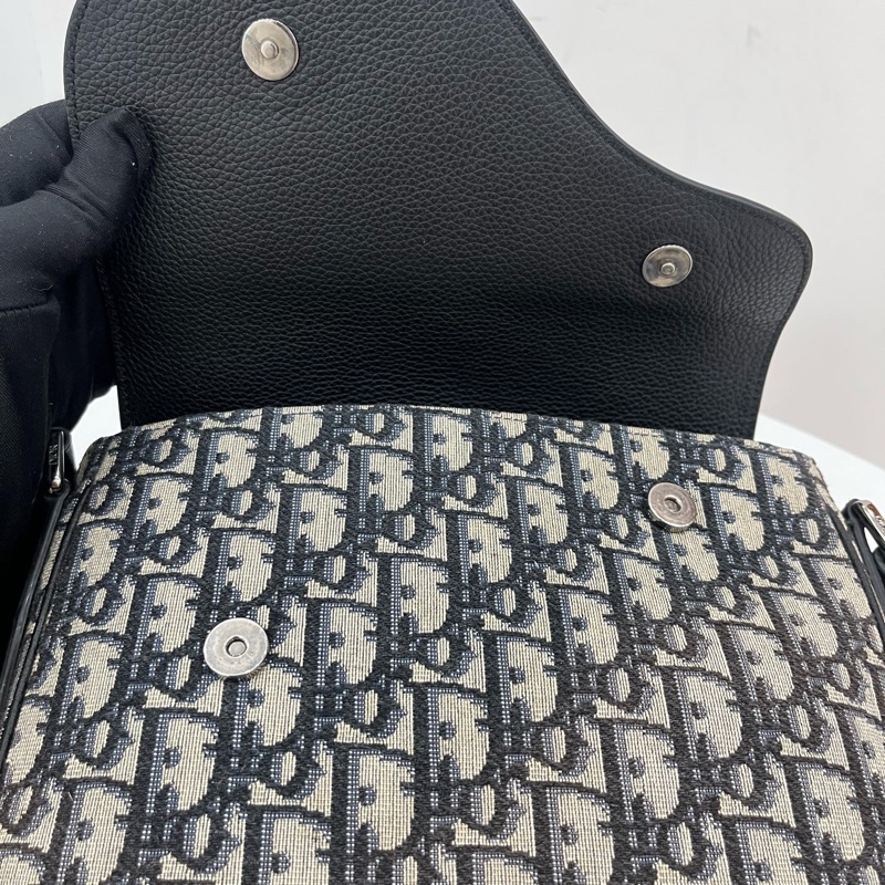 迪奧/Dior Saddle 老花信使包郵差包 馬鞍包手提單肩腋下包-8