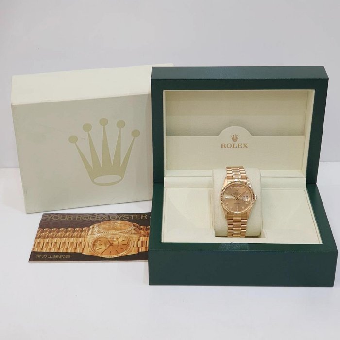 【大眾名錶】ROLEX 勞力士 18038 Day-Date 蠔式日誌 18K金 金十鑽面 錶徑36 B1156-9