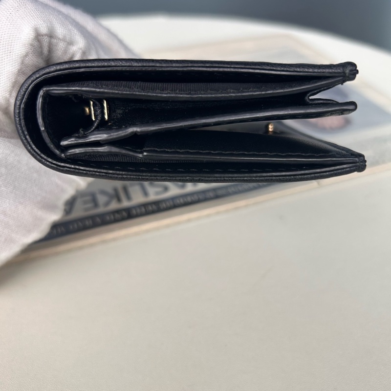 Dior迪奧黑色羊皮卡包零錢包-1