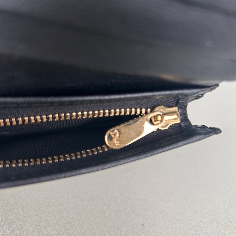 Dior迪奧黑色羊皮卡包零錢包-4