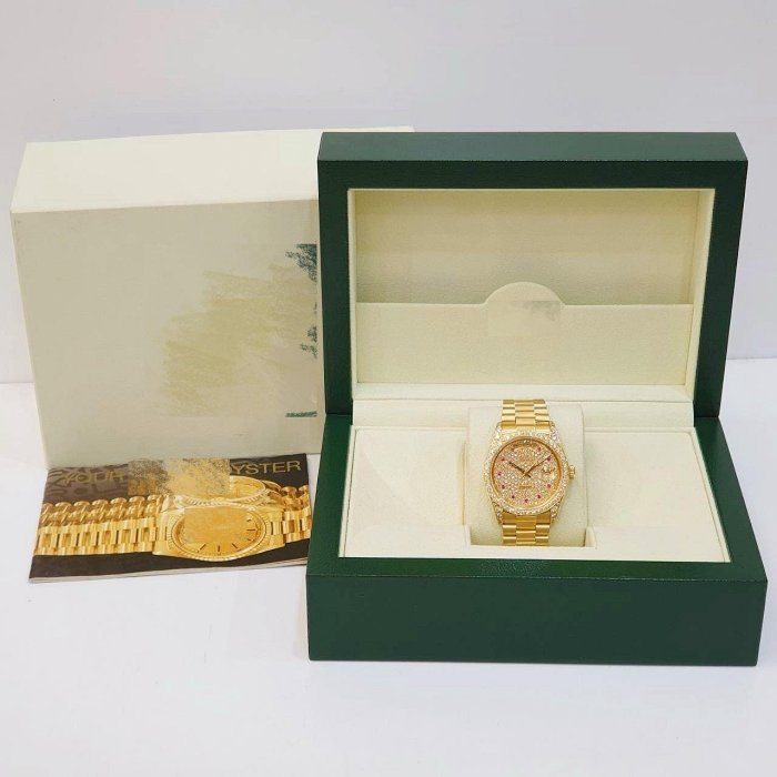 【大眾名錶】18038 後加滿天星紅寶鑽面 鑽圈鑽腳 18K金 錶徑36mm 自動上鍊 18K金材質 B1144-9