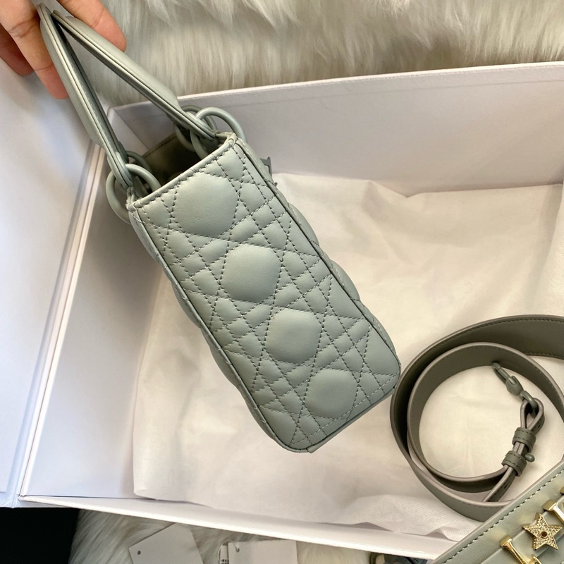 Dior迪奧 經典岩灰色 磨砂戴妃四格 手提單肩斜挎包-1