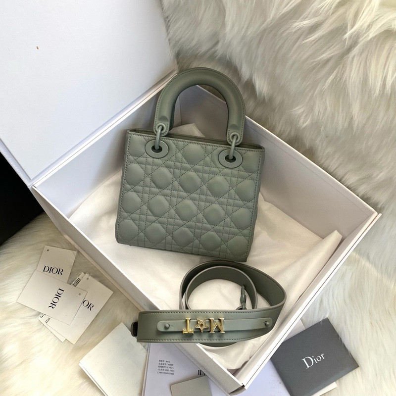 Dior迪奧 經典岩灰色 磨砂戴妃四格 手提單肩斜挎包-2