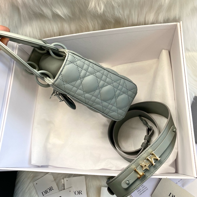 Dior迪奧 經典岩灰色 磨砂戴妃四格 手提單肩斜挎包-3