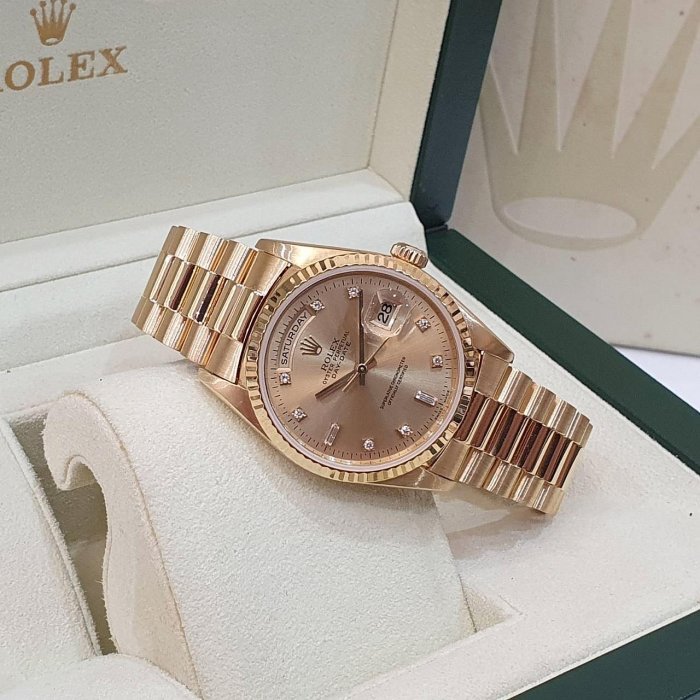 【大眾名錶】ROLEX 勞力士 18238 Day-Date 18K金 6.9T鑽面 錶徑36mm W字頭 自動上鍊 G213-2