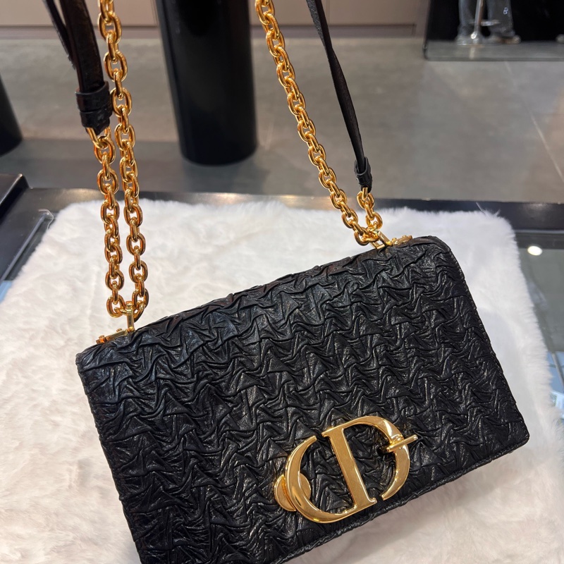 Dior迪奧蒙田褶皺款黑色牛皮-0