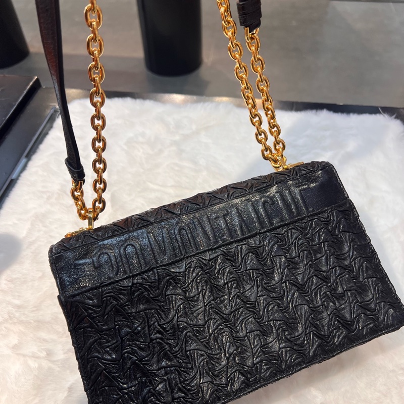 Dior迪奧蒙田褶皺款黑色牛皮-1