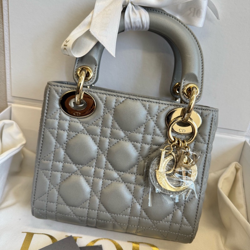 Dior迪奧珠光灰三格戴妃包-2