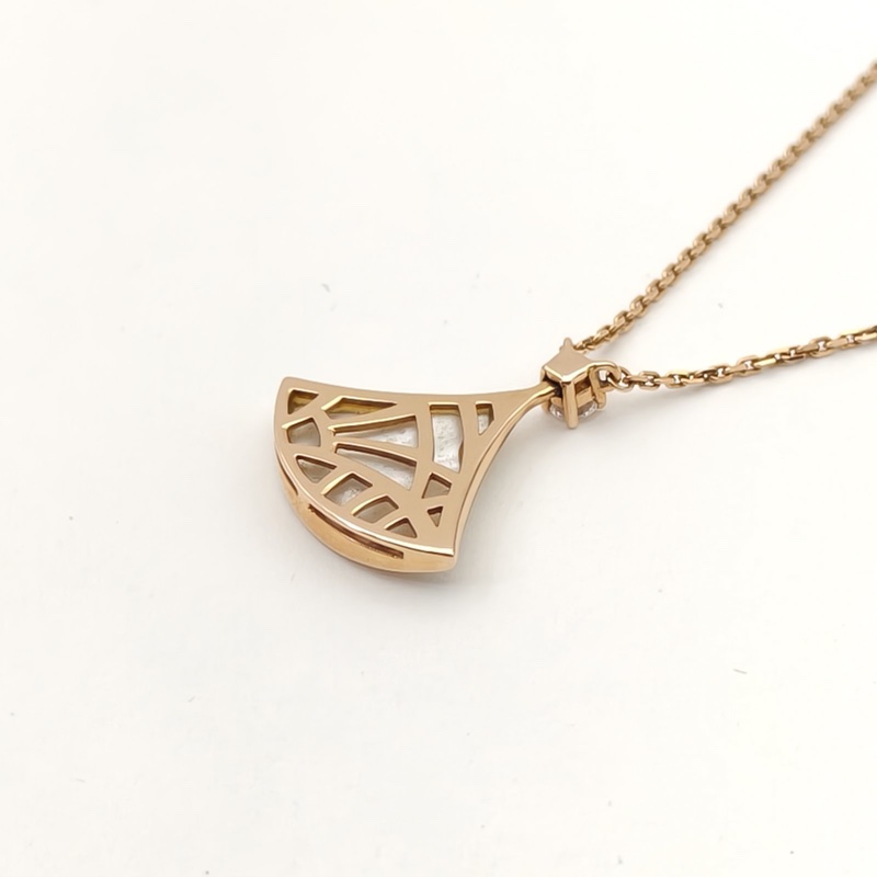 BVLGARI DIVASDREAM白母貝單鑽小扇子項鏈大號18K玫瑰金/鑽石/白貝母-2